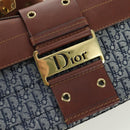 Christian Dior Trotter Canvas Street chic Shoulder Bag Gold Navy Auth 175442SAV-23