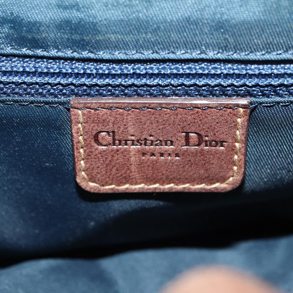 Christian Dior Trotter Canvas Street chic Shoulder Bag Gold Navy Auth 175442SAV