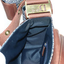 Christian Dior Trotter Canvas Street chic Shoulder Bag Gold Navy Auth 175442SAV-25
