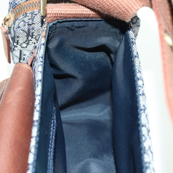 Christian Dior Trotter Canvas Street chic Shoulder Bag Gold Navy Auth 175442SAV