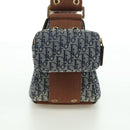 Christian Dior Trotter Canvas Street chic Shoulder Bag Gold Navy Auth 175442SAV-3