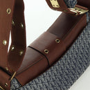 Christian Dior Trotter Canvas Street chic Shoulder Bag Gold Navy Auth 175442SAV-6