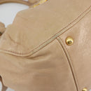 Miu Miu Hand Bag Leather Beige Gold Auth 175444A-15