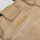 Miu Miu Hand Bag Leather Beige Gold Auth 175444A-17