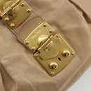Miu Miu Hand Bag Leather Beige Gold Auth 175444A-18