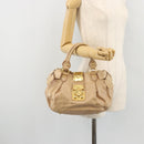 Miu Miu Hand Bag Leather Beige Gold Auth 175444A-25