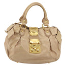 Miu Miu Hand Bag Leather Beige Gold Auth 175444A-13