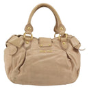 Miu Miu Hand Bag Leather Beige Gold Auth 175444A-2