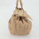 Miu Miu Hand Bag Leather Beige Gold Auth 175444A-3