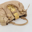 Miu Miu Hand Bag Leather Beige Gold Auth 175444A-6