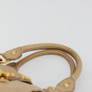 Miu Miu Hand Bag Leather Beige Gold Auth 175444A-8