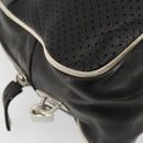 PRADA Hand Bag Leather Black Silver Auth 175445A-15