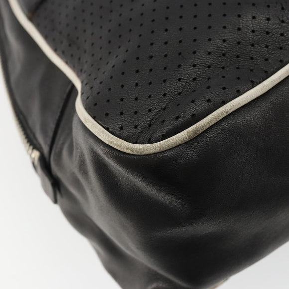 PRADA Hand Bag Leather Black Silver Auth 175445A