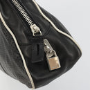 PRADA Hand Bag Leather Black Silver Auth 175445A-17