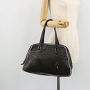 PRADA Hand Bag Leather Black Silver Auth 175445A-23