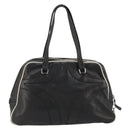 PRADA Hand Bag Leather Black Silver Auth 175445A-2
