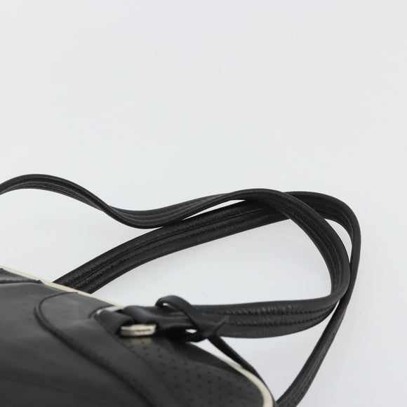 PRADA Hand Bag Leather Black Silver Auth 175445A