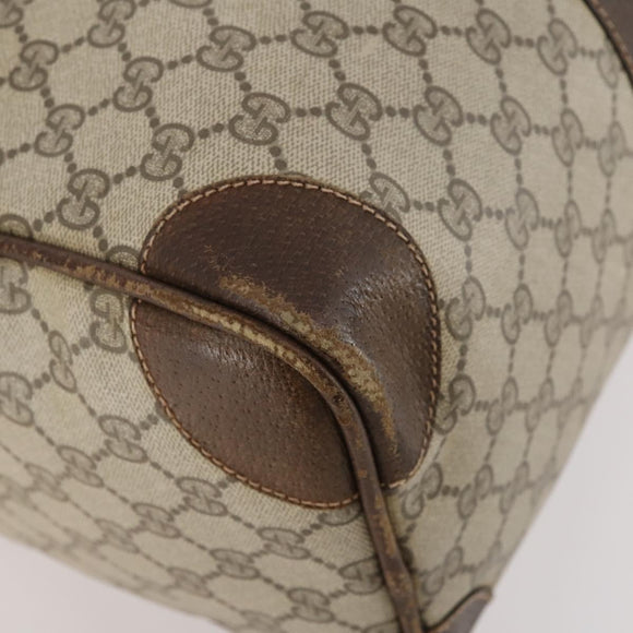 GUCCI GG Supreme Boston Bag PVC Beige Gold Auth 175449