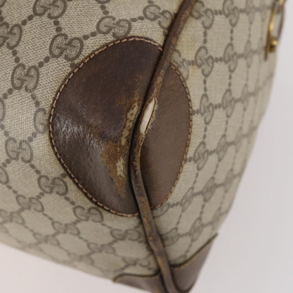 GUCCI GG Supreme Boston Bag PVC Beige Gold Auth 175449