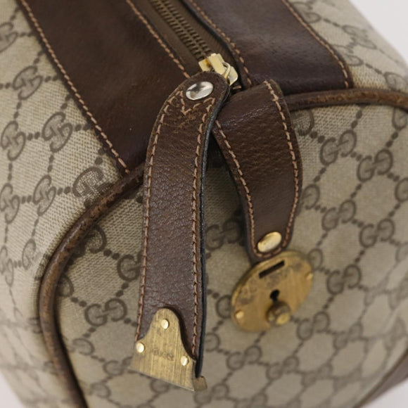 GUCCI GG Supreme Boston Bag PVC Beige Gold Auth 175449