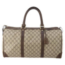GUCCI GG Supreme Boston Bag PVC Beige Gold Auth 175449-2