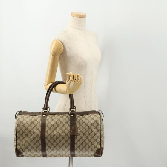 GUCCI GG Supreme Boston Bag PVC Beige Gold Auth 175449
