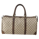 GUCCI GG Supreme Boston Bag PVC Beige Gold Auth 175449-3