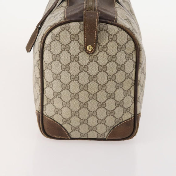 GUCCI GG Supreme Boston Bag PVC Beige Gold Auth 175449