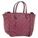 GUCCI GG Canvas Guccissima Hand Bag 2way Purple Gold 353121 Auth 175467-1