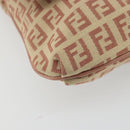 FENDI Zucchino Canvas Mamma Baguette Shoulder Bag Pink Silver Auth 175474A-14