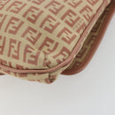 FENDI Zucchino Canvas Mamma Baguette Shoulder Bag Pink Silver Auth 175474A-15