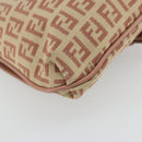 FENDI Zucchino Canvas Mamma Baguette Shoulder Bag Pink Silver Auth 175474A-16
