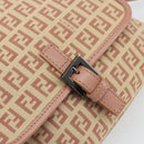 FENDI Zucchino Canvas Mamma Baguette Shoulder Bag Pink Silver Auth 175474A-17