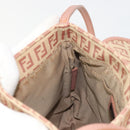 FENDI Zucchino Canvas Mamma Baguette Shoulder Bag Pink Silver Auth 175474A-20