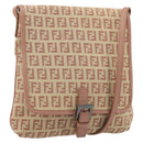 FENDI Zucchino Canvas Mamma Baguette Shoulder Bag Pink Silver Auth 175474A-1