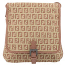 FENDI Zucchino Canvas Mamma Baguette Shoulder Bag Pink Silver Auth 175474A-13