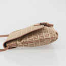 FENDI Zucchino Canvas Mamma Baguette Shoulder Bag Pink Silver Auth 175474A-4