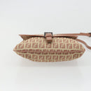 FENDI Zucchino Canvas Mamma Baguette Shoulder Bag Pink Silver Auth 175474A-5