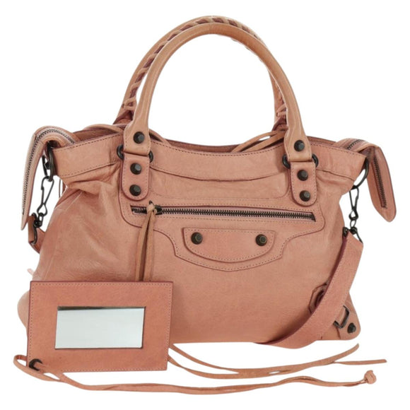 BALENCIAGA The Town Hand Bag Leather 2way Pink 240579 Auth 175475SAV