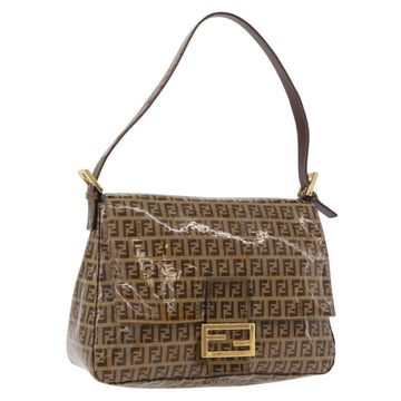 FENDI Zucchino Canvas Mamma Baguette Shoulder Bag Beige Gold Auth 175477