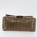 FENDI Zucchino Canvas Mamma Baguette Shoulder Bag Beige Gold Auth 175477-6