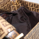 FENDI Zucchino Canvas Mamma Baguette Shoulder Bag Beige Gold Auth 175477-22