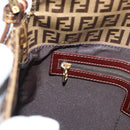 FENDI Zucchino Canvas Mamma Baguette Shoulder Bag Beige Gold Auth 175477-24