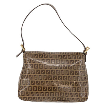 FENDI Zucchino Canvas Mamma Baguette Shoulder Bag Beige Gold Auth 175477 - 0