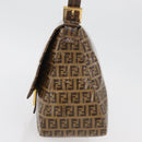 FENDI Zucchino Canvas Mamma Baguette Shoulder Bag Beige Gold Auth 175477-3
