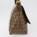FENDI Zucchino Canvas Mamma Baguette Shoulder Bag Beige Gold Auth 175477-4