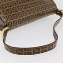 FENDI Zucchino Canvas Mamma Baguette Shoulder Bag Beige Gold Auth 175477-8