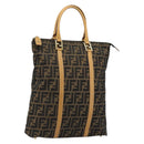 FENDI Zucca Canvas Hand Bag Brown Black Auth 175479A-1