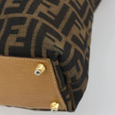 FENDI Zucca Canvas Hand Bag Brown Black Auth 175479A-10