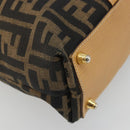 FENDI Zucca Canvas Hand Bag Brown Black Auth 175479A-11